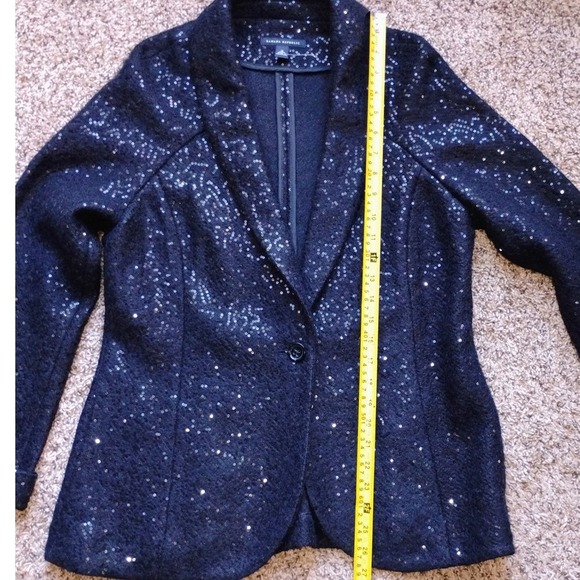 NEW Banana Republic Wool-Blend Blazer SIZE 12 BLACK Holiday Sparkle, VINTAGE - Picture 5 of 6